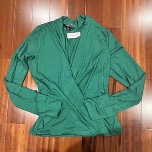New NWT Banana Republic Green Top Wrap Wool Lyocell Long Sleeve Size Medium